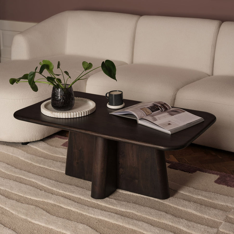 Bastian 100cm Coffee Brown Mango Wood Coffee Table - Tasty Coffee Tables