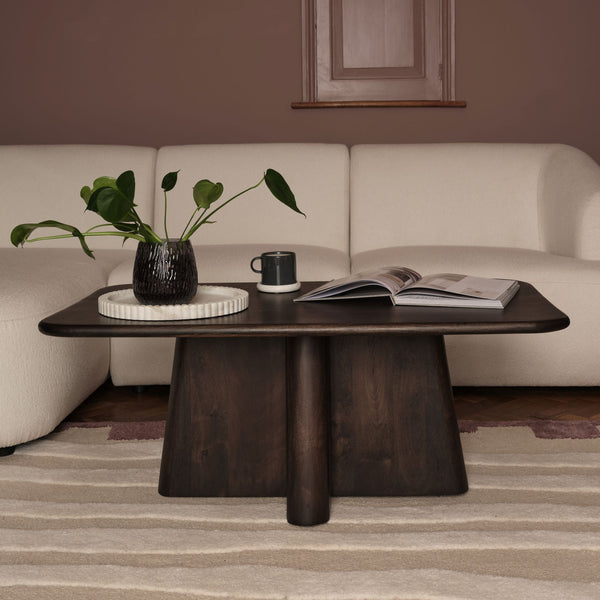 Bastian 100cm Coffee Brown Mango Wood Coffee Table - Tasty Coffee Tables