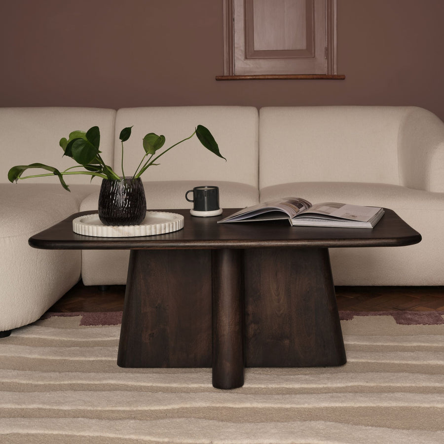 Bastian 100cm Coffee Brown Mango Wood Coffee Table - Tasty Coffee Tables