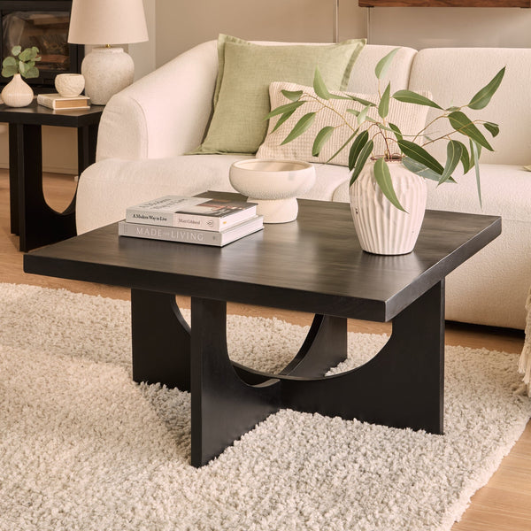 Ethan Mango Wood Square Coffee Table - Jet Black - Tasty Coffee Tables