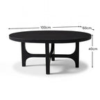Jade 100cm Oval Coffee Table - Jet Black Mango Wood - Tasty Coffee Tables