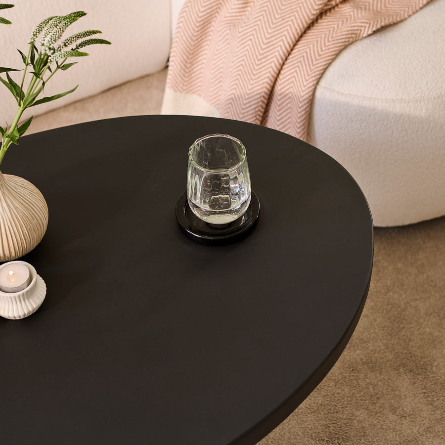 Jade 100cm Oval Coffee Table - Jet Black Mango Wood - Tasty Coffee Tables