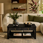 Jade Jet Black Mango Wood Rectangular Coffee Table - Tasty Coffee Tables