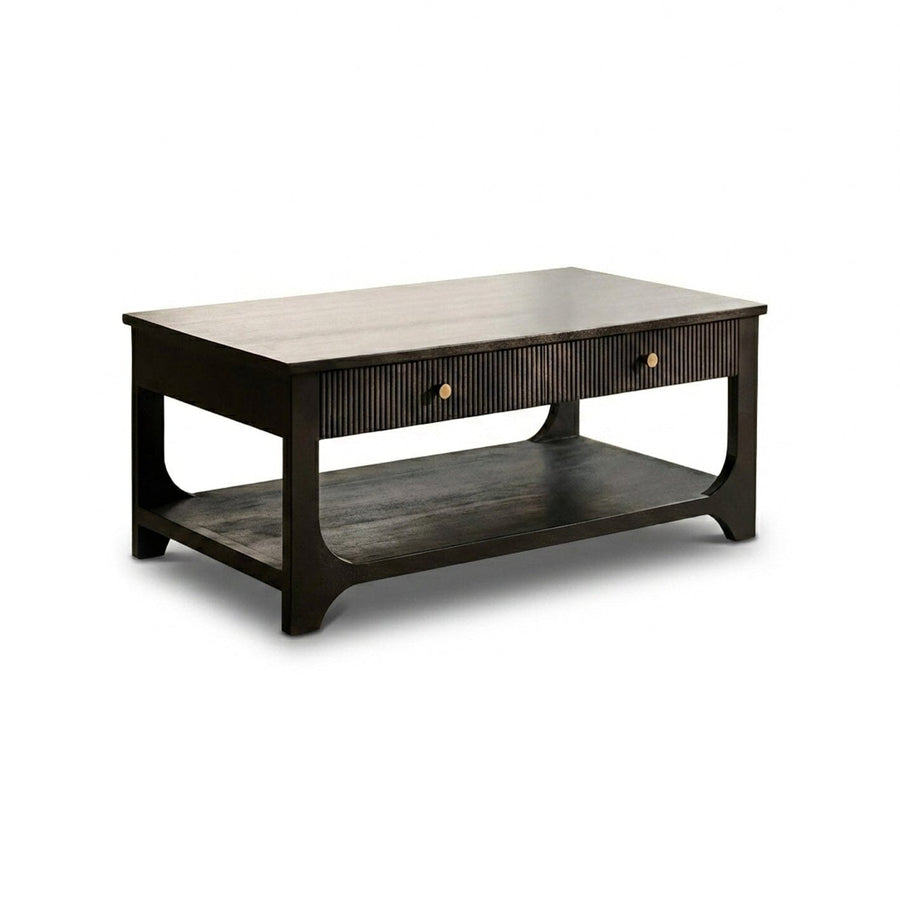 Jade Jet Black Mango Wood Rectangular Coffee Table - Tasty Coffee Tables