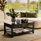 Jade Jet Black Mango Wood Rectangular Coffee Table - Tasty Coffee Tables