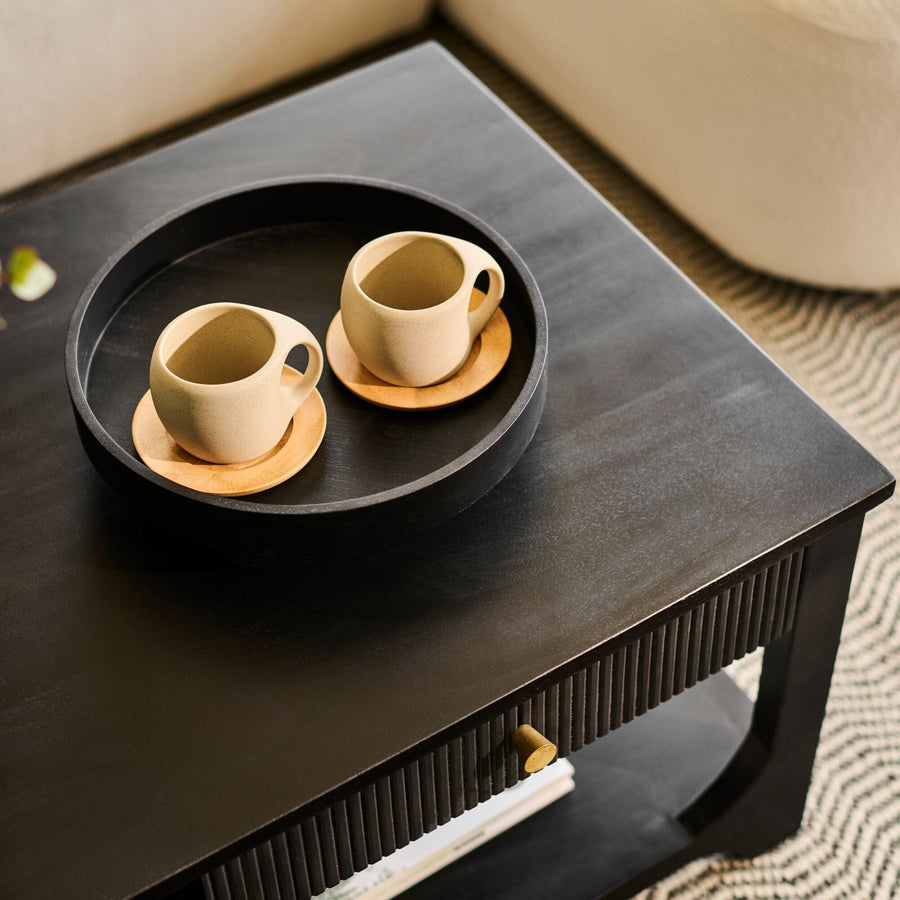 Jade Jet Black Mango Wood Rectangular Coffee Table - Tasty Coffee Tables