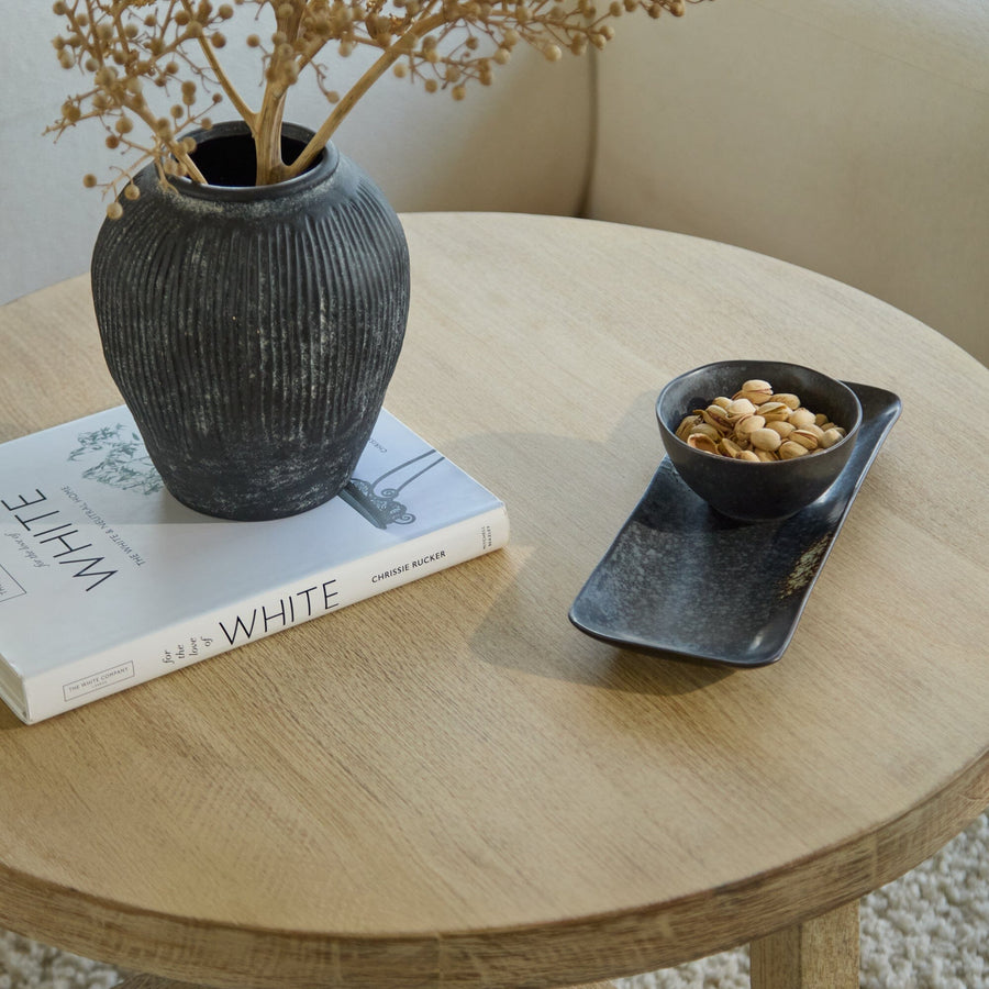 Jade Chalked Mango Wood Round Coffee Table - Tasty Coffee Tables