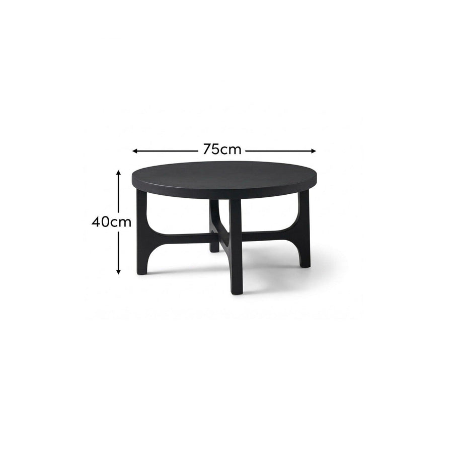 Jade Jet Black Mango Wood Round Coffee Table - Tasty Coffee Tables