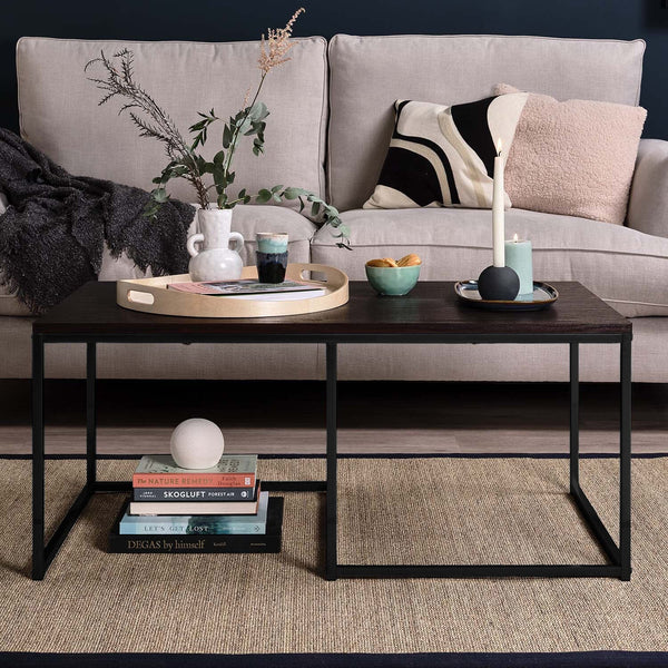 Jay Large Walnut Coffee Table - Black Frame - Tasty Coffee Tables