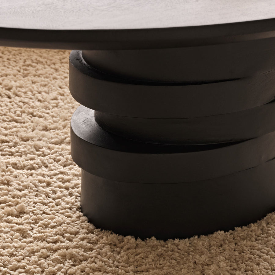 Adam 100cm Oval Jet Black Mango Wood Coffee Table - Tasty Coffee Tables