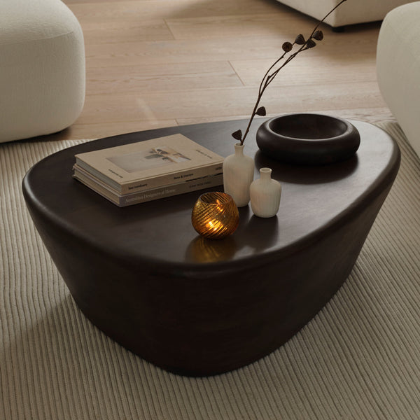 Alder 107cm Coffee Brown Mango Wood Freeform Coffee Table - Tasty Coffee Tables