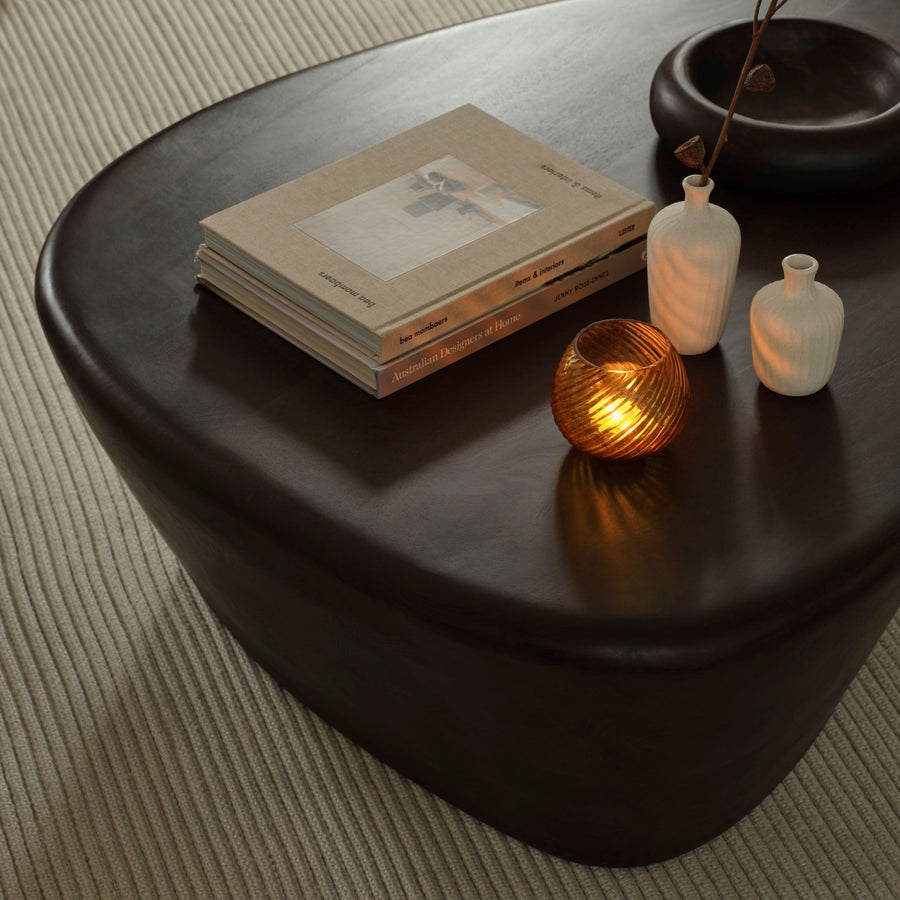 Alder 107cm Coffee Brown Mango Wood Freeform Coffee Table - Tasty Coffee Tables