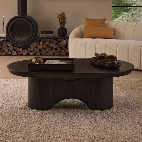 Octavia 120cm Oval Coffee Brown Mango Wood Coffee Table - Tasty Coffee Tables
