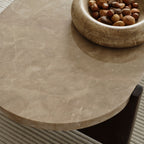 Viola 100cm Oval Lady Grey Marble & Coffee Brown Mango Wood Coffee Table - Tasty Coffee Tables