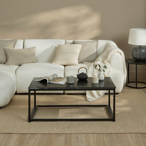 Nara Black Marble Coffee Table - Black Frame - Tasty Coffee Tables