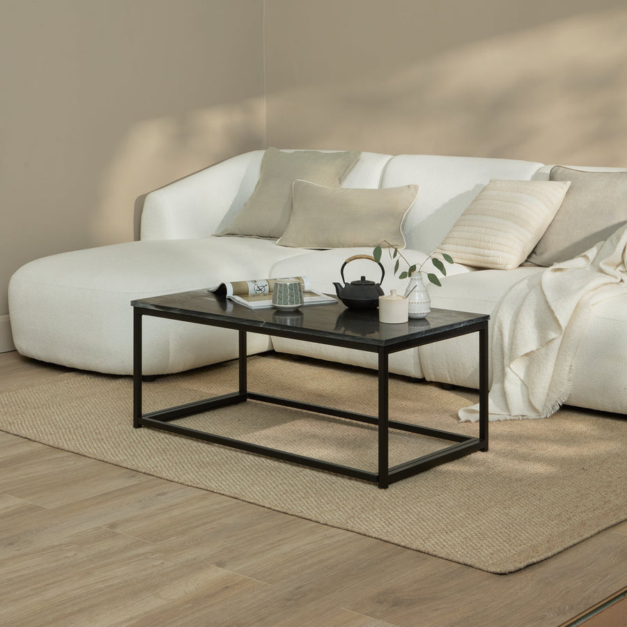 Nara Black Marble Coffee Table - Black Frame - Tasty Coffee Tables