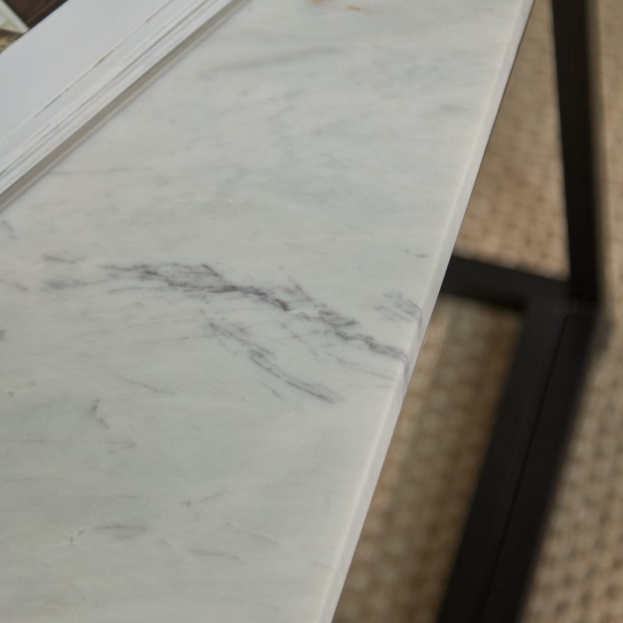 Nara White Marble Coffee Table - Black Frame - Tasty Coffee Tables