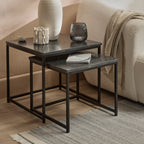 Nara Black Marble Square Nest of Tables - Black Frame - Tasty Coffee Tables