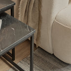 Nara Black Marble Square Nest of Tables - Black Frame - Tasty Coffee Tables
