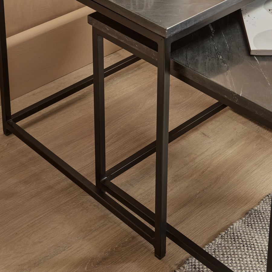 Nara Black Marble Square Nest of Tables - Black Frame - Tasty Coffee Tables