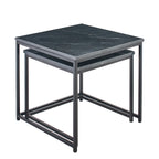 Nara Black Marble Square Nest of Tables - Black Frame - Tasty Coffee Tables