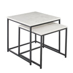 Nara White Marble Square Nest of Tables - Black Frame - Tasty Coffee Tables