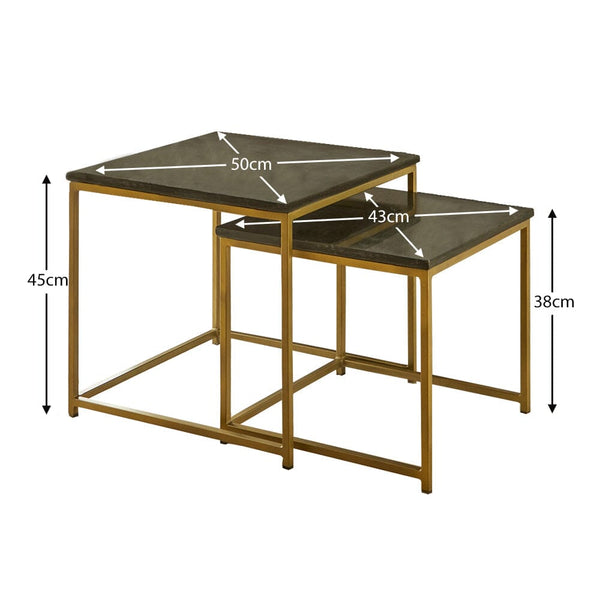 Nara Real Marble Nest of Tables - Gold Frame - Tasty Coffee Tables