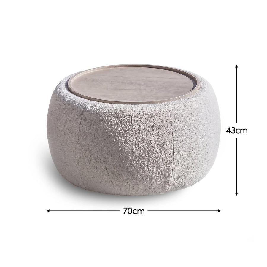 Nathalia 65cm Whitewash Coffee Table - Chalked White - Tasty Coffee Tables
