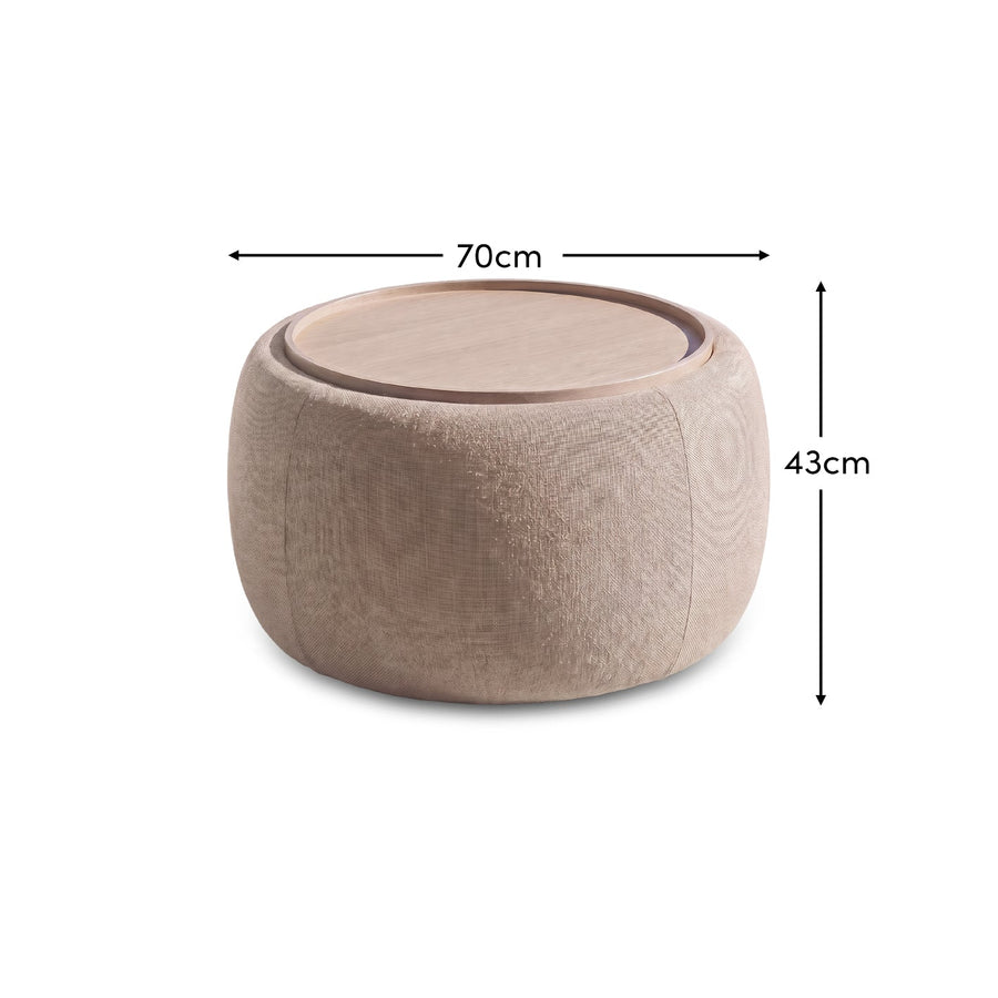 Nathalia 65cm Whitewash Coffee Table - Soft Beige - Tasty Coffee Tables