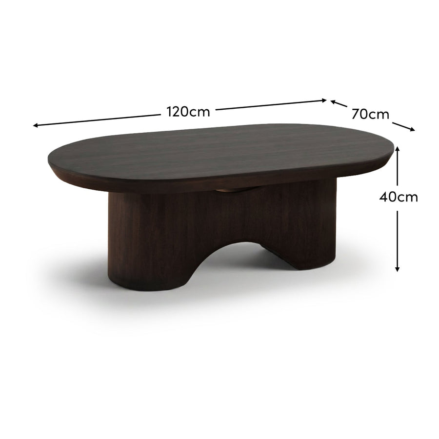 Octavia 120cm Oval Coffee Brown Mango Wood Coffee Table - Tasty Coffee Tables