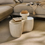 Sohan 61cm Kidney Concrete Coffee Table - Sand - Tasty Coffee Tables