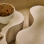 Sohan 61cm Kidney Concrete Coffee Table - Set of 2 - Sand - Tasty Coffee Tables