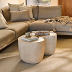 Sohan 84cm Kidney Concrete Coffee Table - Sand - Tasty Coffee Tables