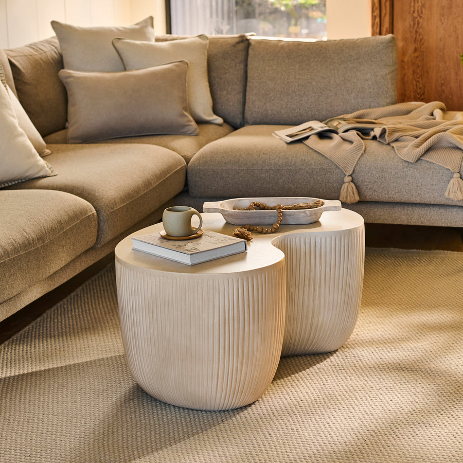 Sohan 84cm Kidney Concrete Coffee Table - Sand - Tasty Coffee Tables