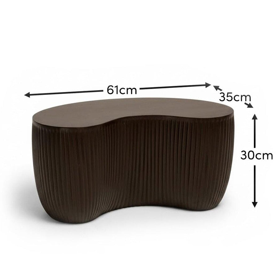Sohan 61cm Kidney Concrete Coffee Table - Lava Black - Tasty Coffee Tables