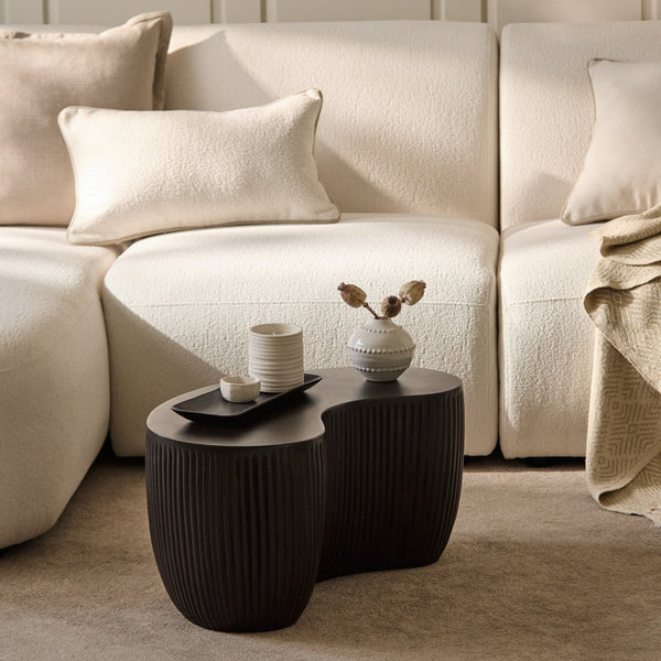Sohan 61cm Kidney Concrete Coffee Table - Lava Black - Tasty Coffee Tables