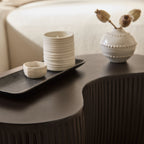 Sohan 61cm Kidney Concrete Coffee Table - Lava Black - Tasty Coffee Tables