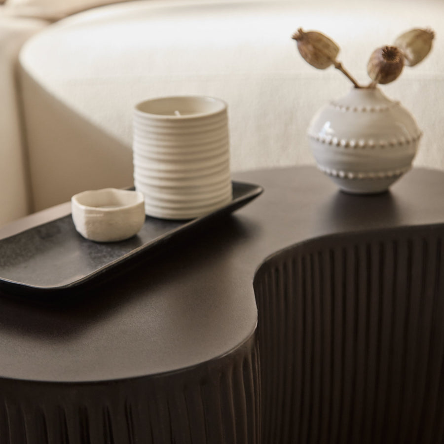 Sohan 61cm Kidney Concrete Coffee Table - Lava Black - Tasty Coffee Tables