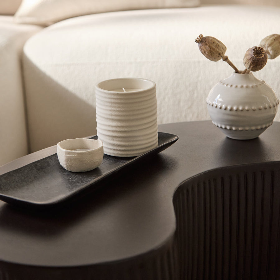 Sohan 61cm Kidney Concrete Coffee Table - Lava Black - Tasty Coffee Tables