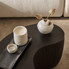 Sohan 61cm Kidney Concrete Coffee Table - Lava Black - Tasty Coffee Tables