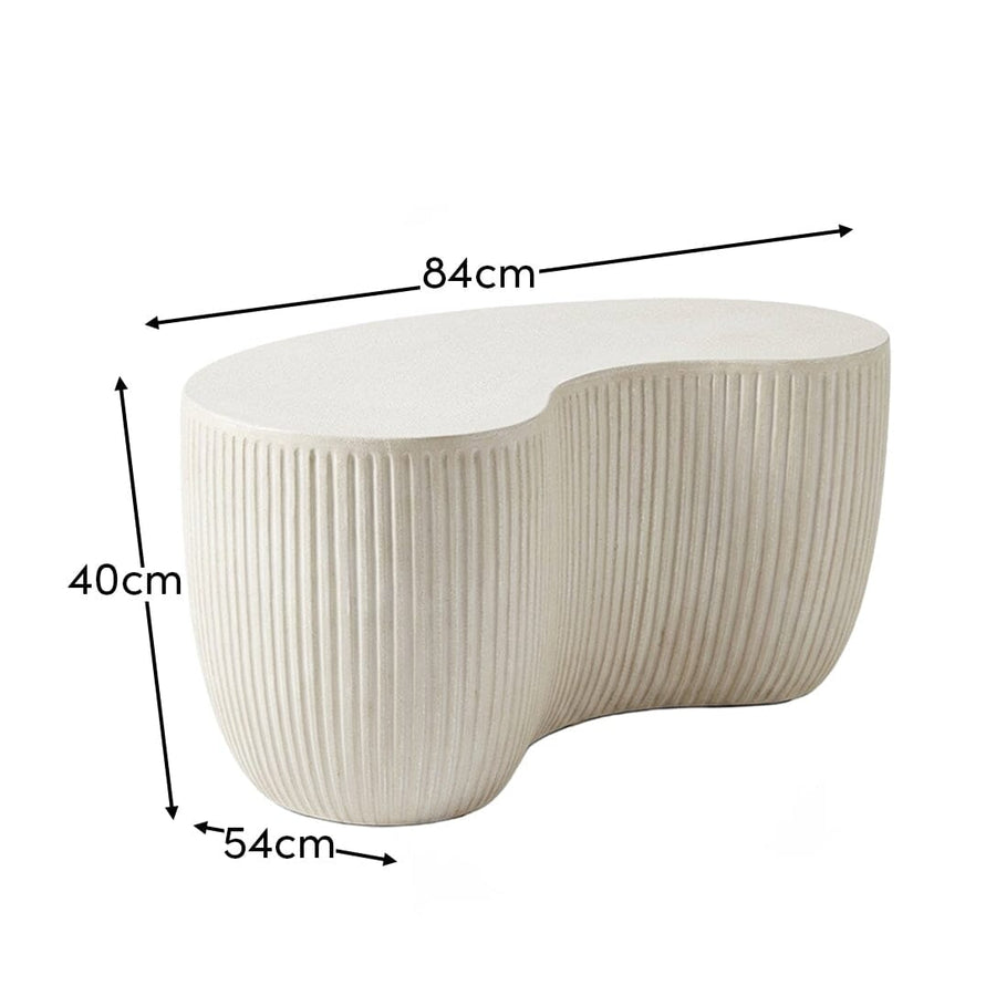 Sohan 84cm Kidney Concrete Coffee Table - Sand - Tasty Coffee Tables