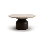 Sorrell 75cm Round Coffee Table - Coffee Brown Mango Wood & Lady Grey Marble - Tasty Coffee Tables