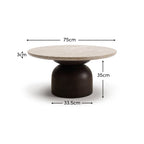 Sorrell 75cm Round Coffee Table - Coffee Brown Mango Wood & Lady Grey Marble - Tasty Coffee Tables