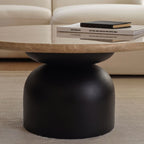 Sorrell 75cm Round Coffee Table - Jet Black Mangowood & Lady Grey Marble - Tasty Coffee Tables