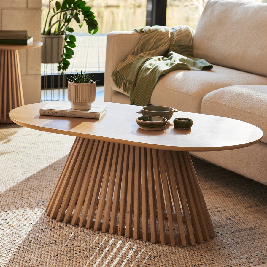 Willow Pale Oak Oval Coffee Table - Tasty Coffee Tables