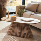 Willow Whitewash Oval Coffee Table - Tasty Coffee Tables