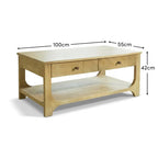Jade Chalked Mango Wood Rectangular Coffee Table - Tasty Coffee Tables