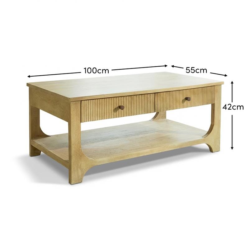 Jade Chalked Mango Wood Rectangular Coffee Table - Tasty Coffee Tables