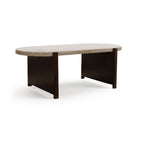 Viola 100cm Oval Lady Grey Marble & Coffee Brown Mango Wood Coffee Table - Tasty Coffee Tables