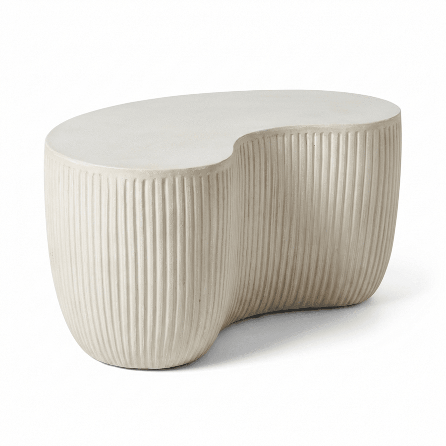 Sohan 61cm Kidney Concrete Coffee Table - Sand - Tasty Coffee Tables